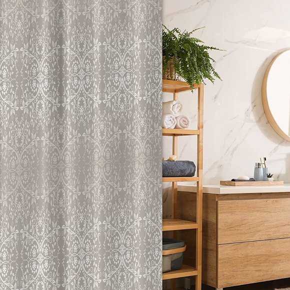 Ambesonne Bath Ambesonne Grey Victorian Lace Shower Curtain Stall